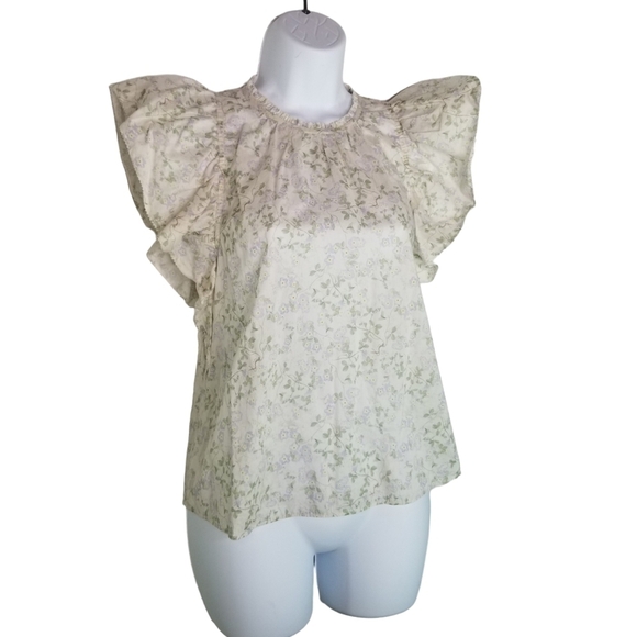 Christy Dawn Rosalee ditsy floral flutter short sleeve blouse cottagecore - Picture 7 of 14